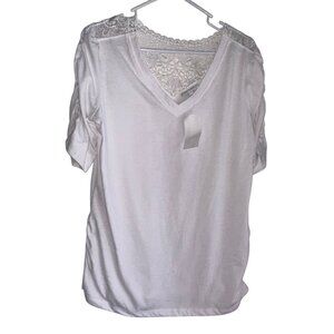 VTG NOS NWT Fashion Bug Womens Lace Detail Back Top Sz L White Boho Y2K